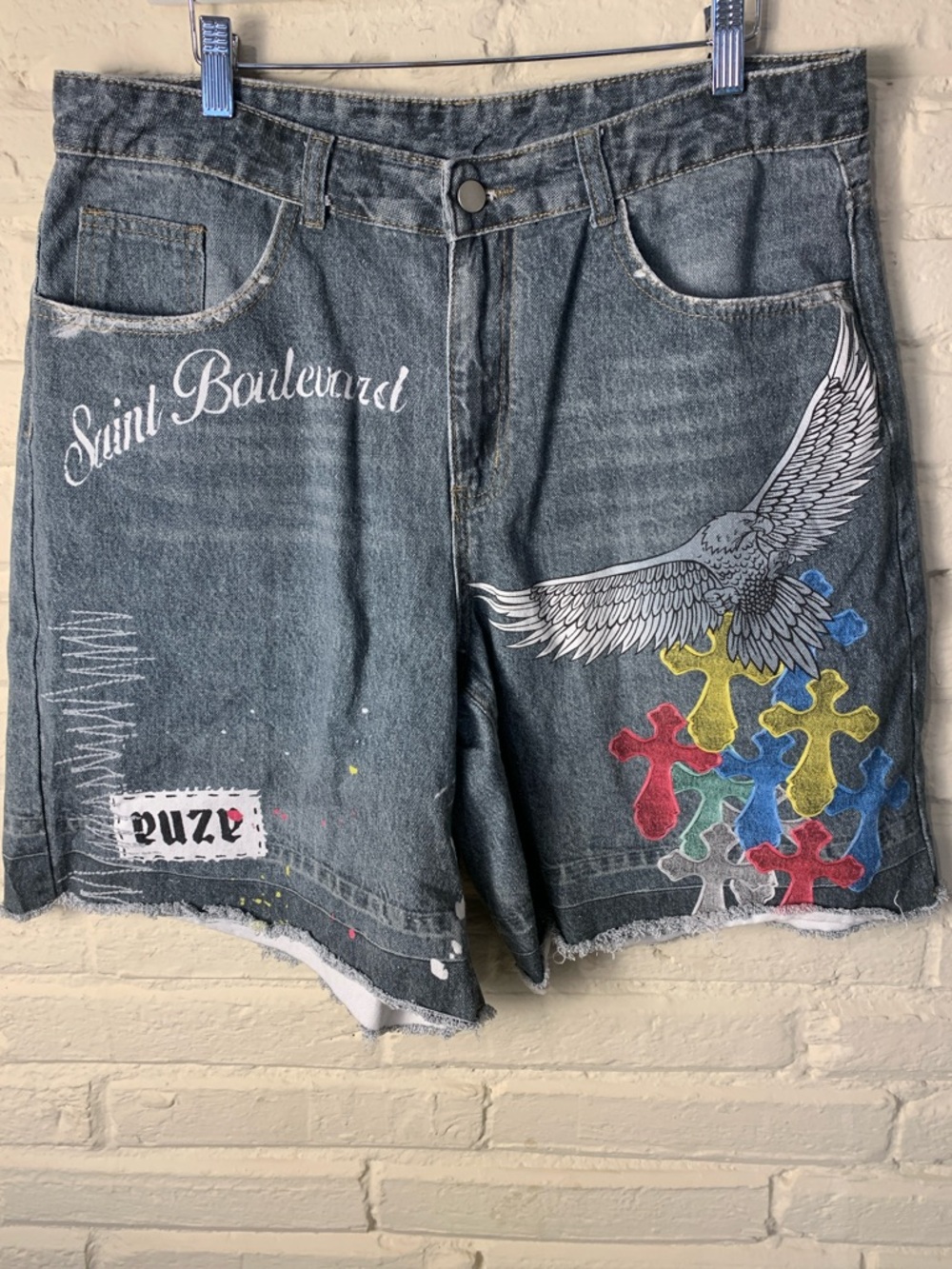 ROMWE Gray Denim Jacket with White Tag Detail
